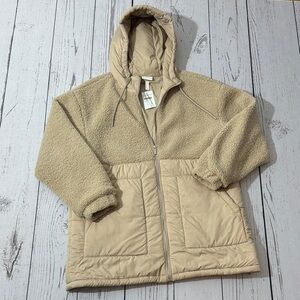 Women’s ZELLA Beige Hooded Puffer Jacket Size L